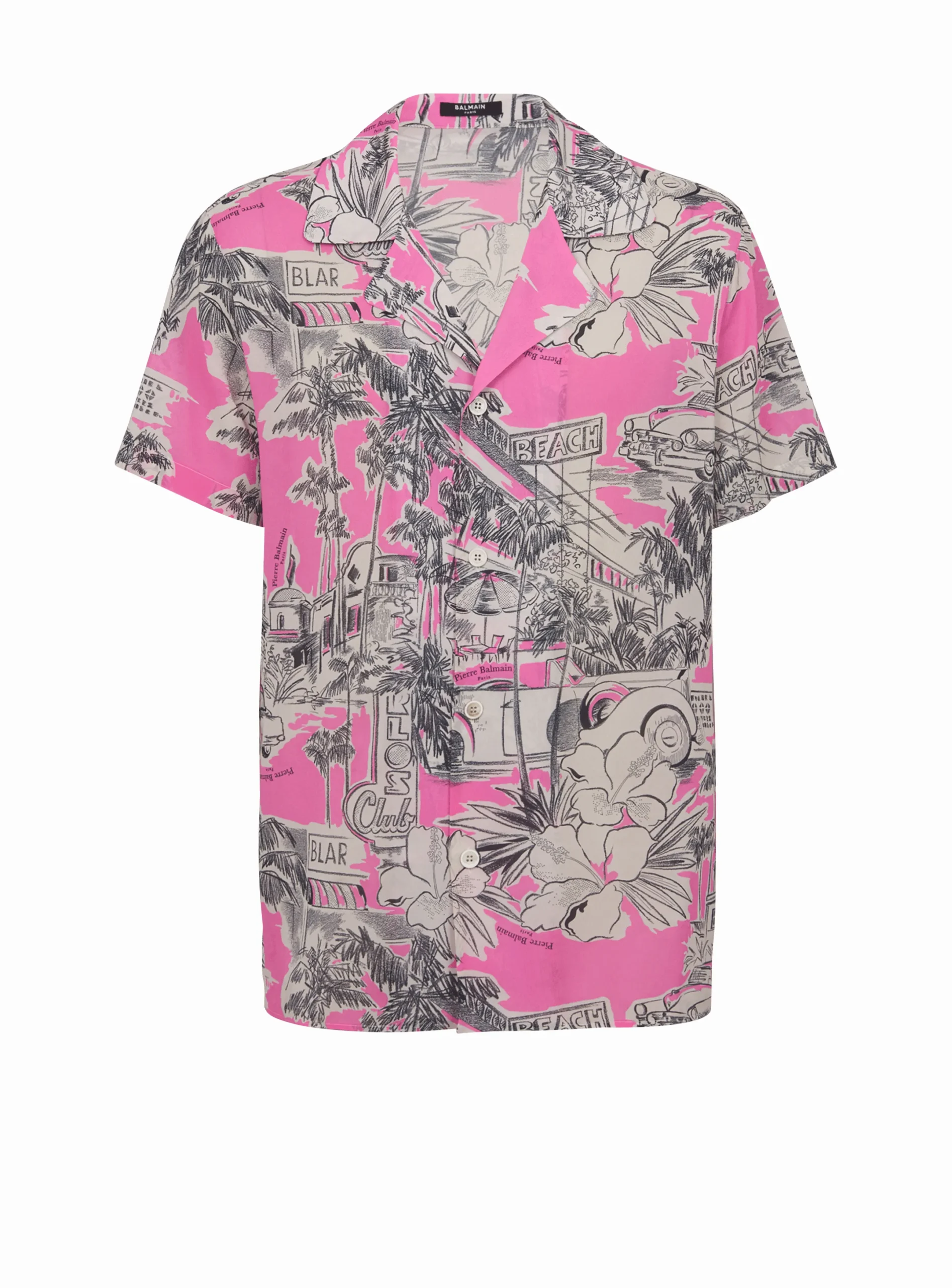 Discount Short-sleeved Silk Pyjama Shirt With Miami Print Shirts And Polos