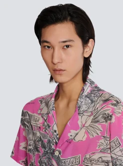 Discount Short-sleeved Silk Pyjama Shirt With Miami Print Shirts And Polos