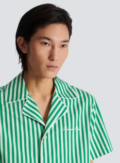 Flash Sale Short-sleeved Striped Cotton Pyjama Shirt Shirts And Polos