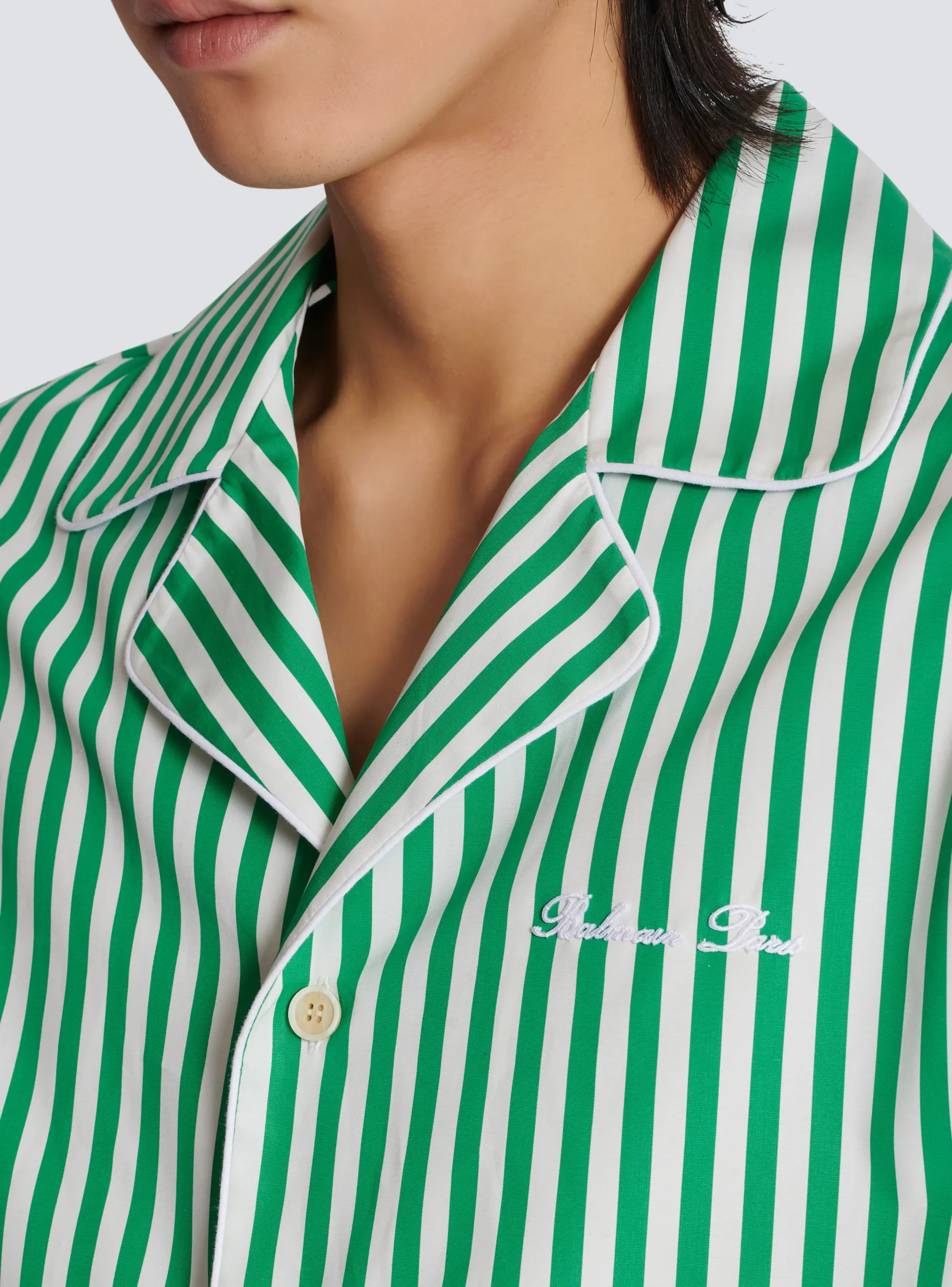 Flash Sale Short-sleeved Striped Cotton Pyjama Shirt Shirts And Polos