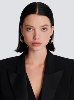 New Signature Grid Brass And Enamel Earrings Women Fashion Jewelry