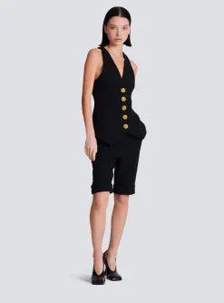 New Sleeveless Double Crepe Waistcoat Women Jackets And Blazers