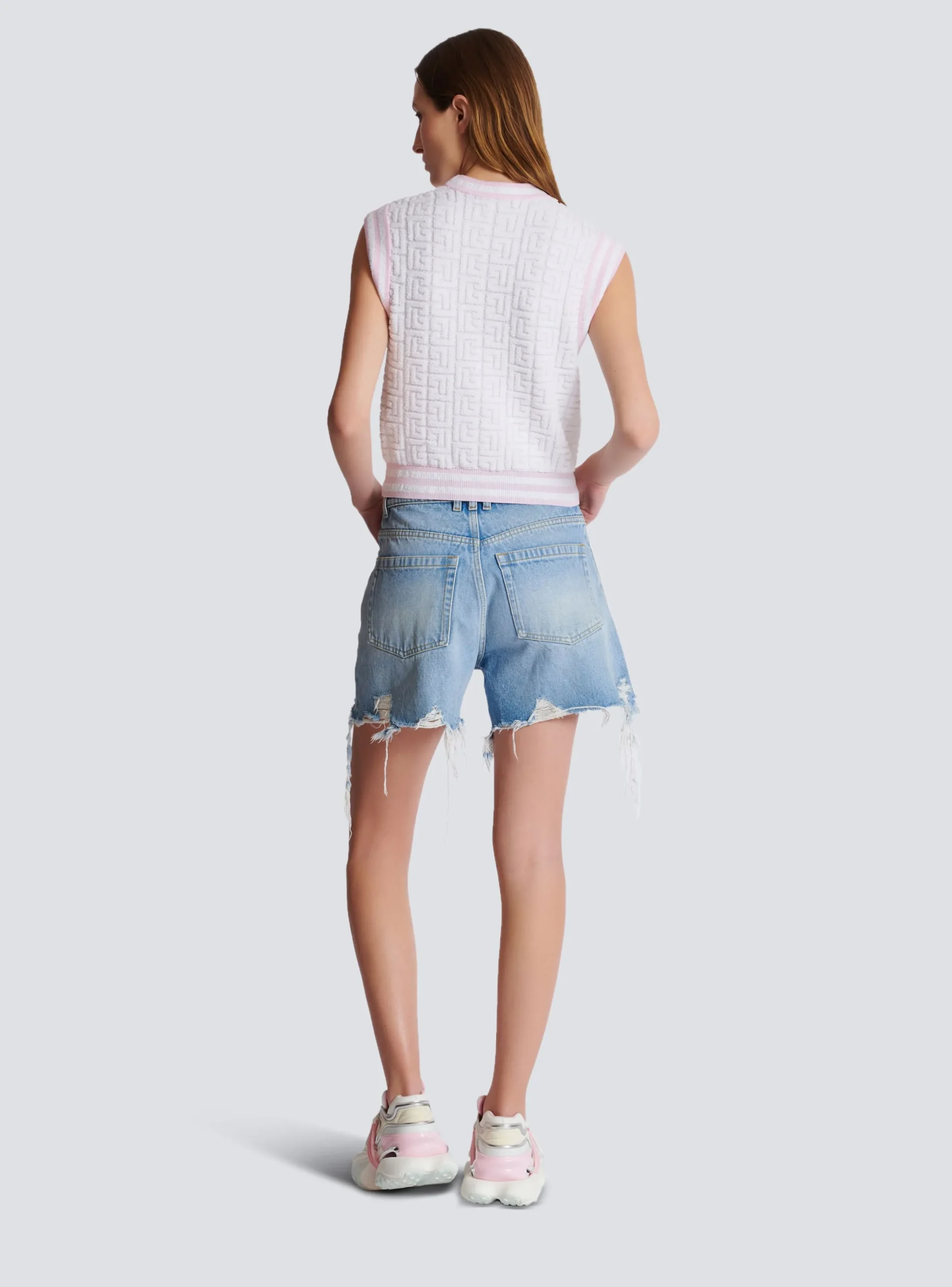 Shop Sleeveless Monogram Knit Top Women Tops And Shirts