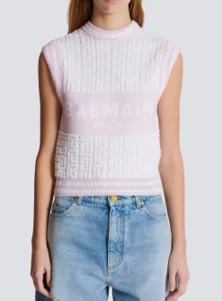 Shop Sleeveless Monogram Knit Top Women Tops And Shirts