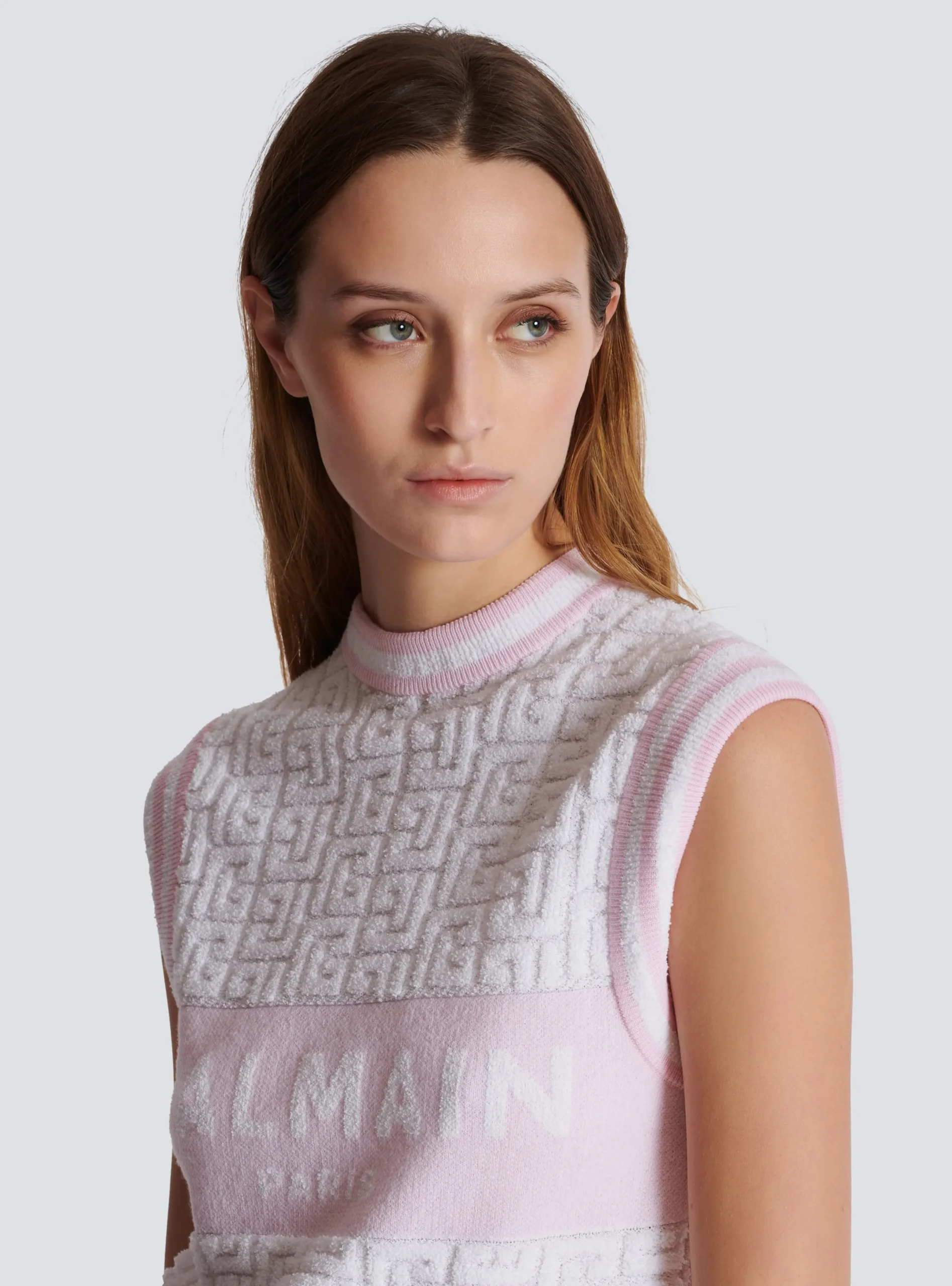 Shop Sleeveless Monogram Knit Top Women Tops And Shirts