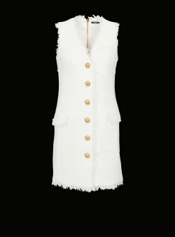 Discount Sleeveless Tweed Dress Women Dresses