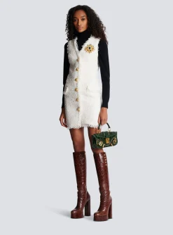 Discount Sleeveless Tweed Dress Women Dresses