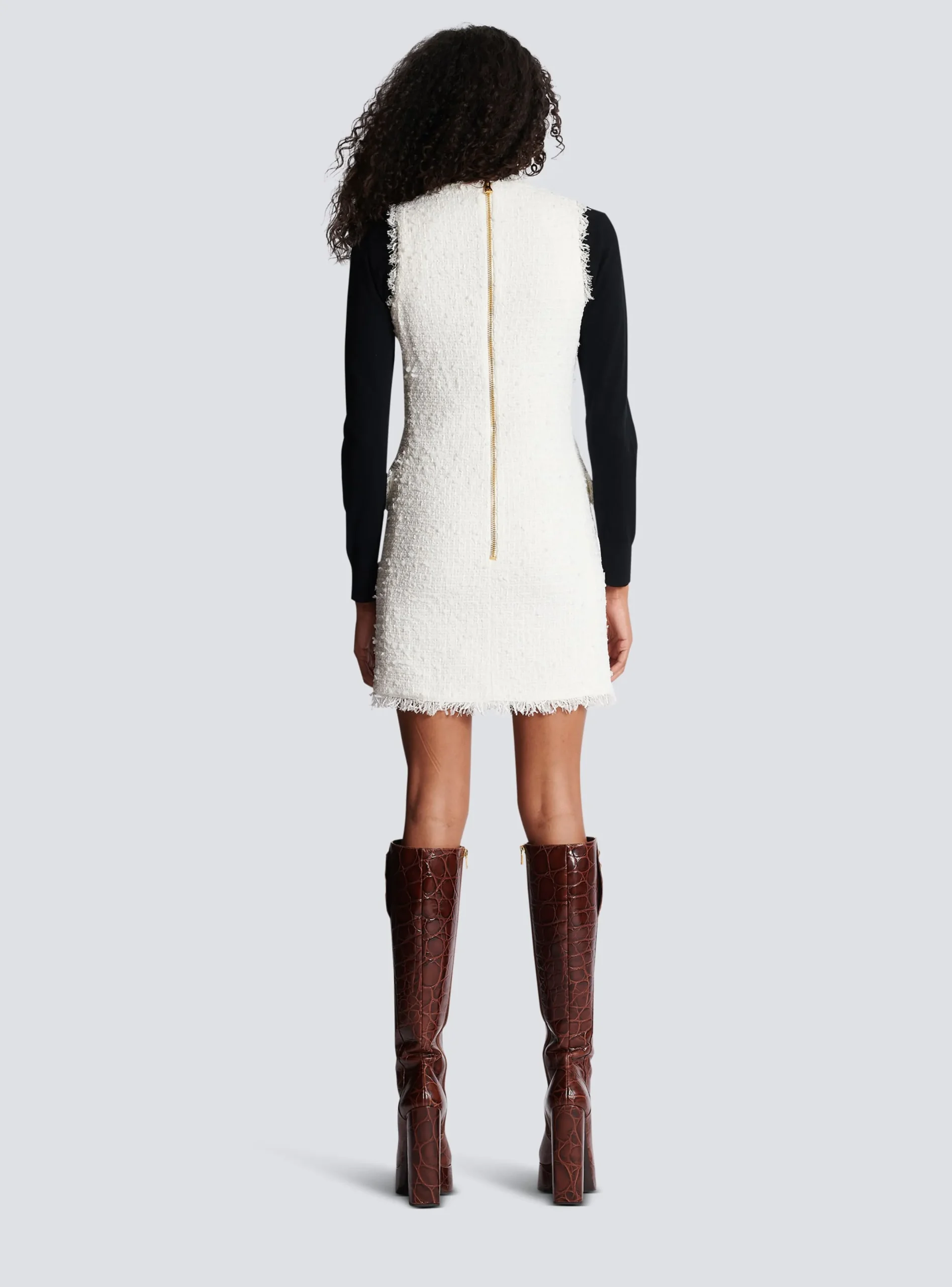 Discount Sleeveless Tweed Dress Women Dresses