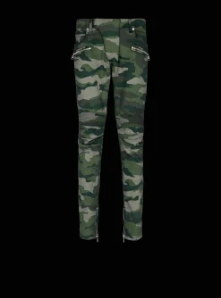 New Slim-fit Jeans In Camouflage Denim With Ribbed Details Trousers And Shorts|Denim