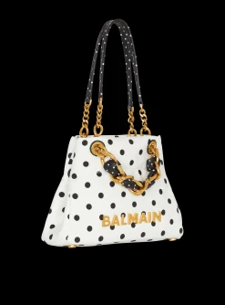 Fashion Small 1945 Soft Tote Bag In Polka Dot Canvas Women Tote Bags|Shoulder Bags