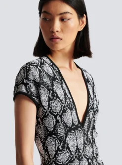 Cheap Snakeskin Jacquard Dress Women Knitwear|Dresses