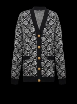 Flash Sale Snakeskin Jacquard Knit Cardigan Women Knitwear