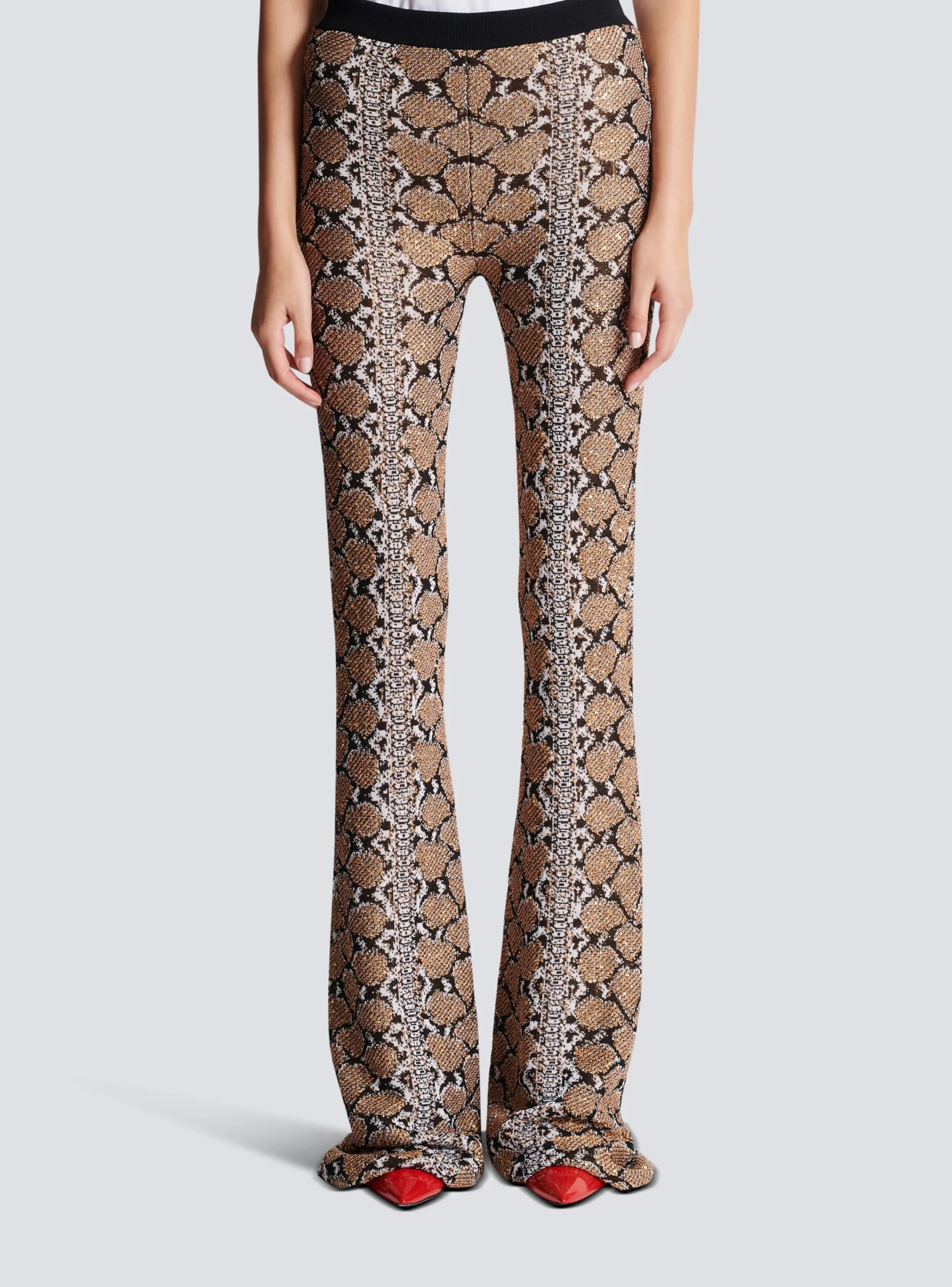 Shop Snakeskin Knit Trousers Women Trousers And Shorts|Knitwear