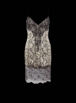 Cheap Snakeskin Silk And Lace Spaghetti Strap Dress Women Dresses