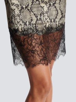 Cheap Snakeskin Silk And Lace Spaghetti Strap Dress Women Dresses