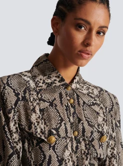 Sale Snakeskin Silk Shirt Dress Women Dresses