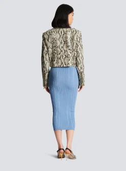 New Snakeskin-effect Leather Biker Jacket Women Outerwear