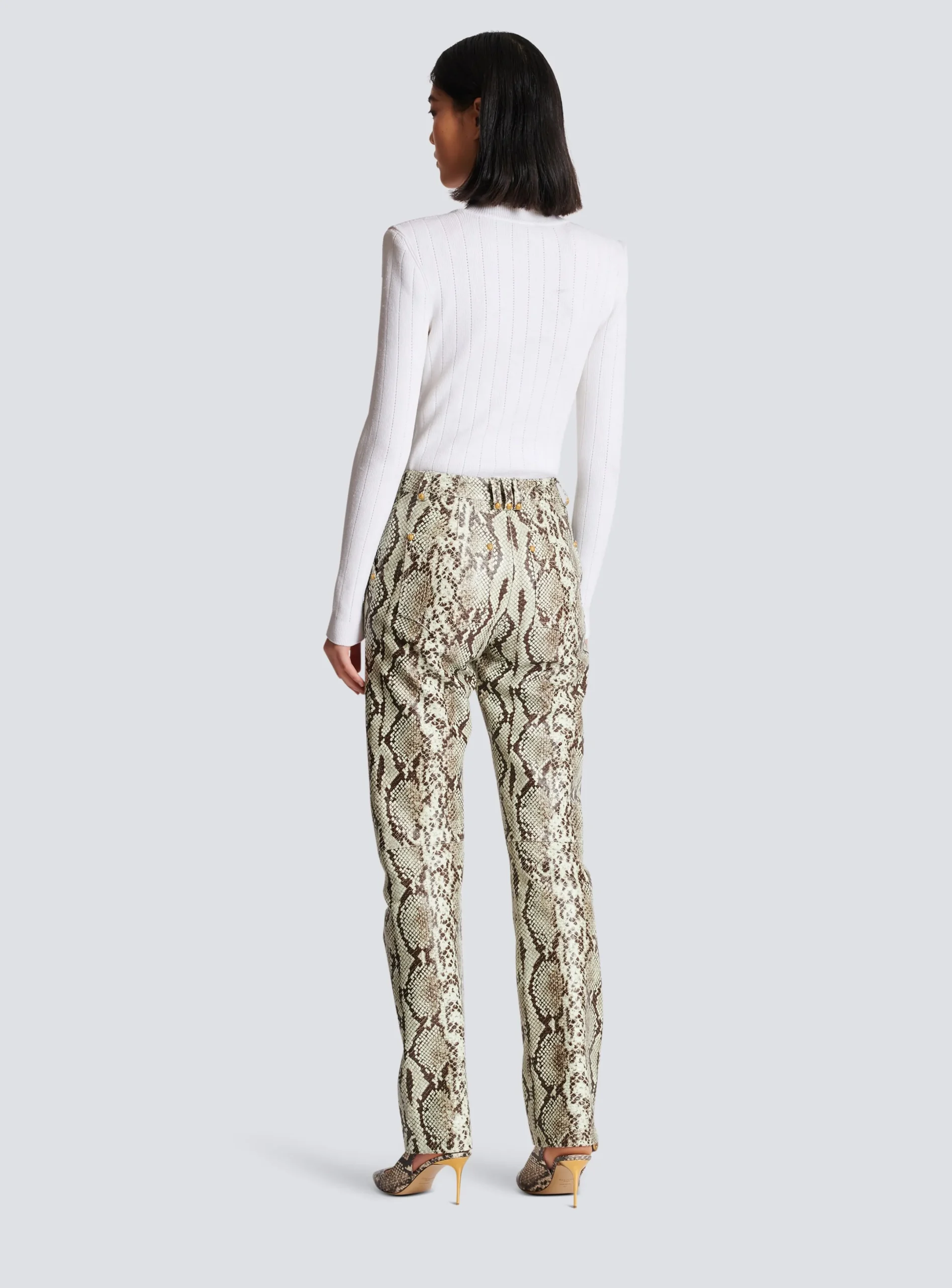 Fashion Snakeskin-effect Leather Trousers Women Trousers And Shorts