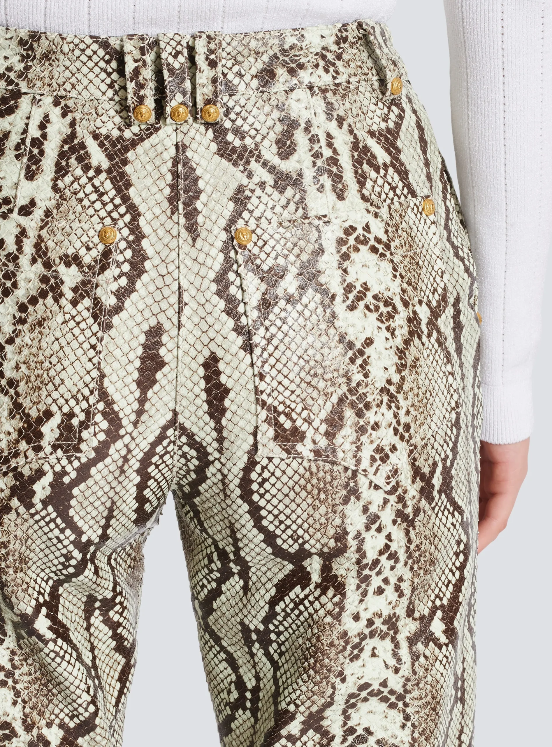 Fashion Snakeskin-effect Leather Trousers Women Trousers And Shorts