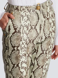 Fashion Snakeskin-effect Leather Trousers Women Trousers And Shorts