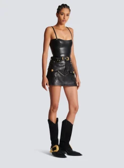 Best Sale Spaghetti Strap Leather Top Women Tops And Shirts