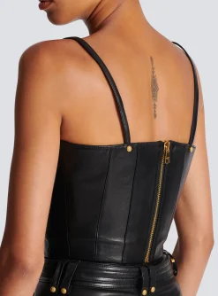 Best Sale Spaghetti Strap Leather Top Women Tops And Shirts