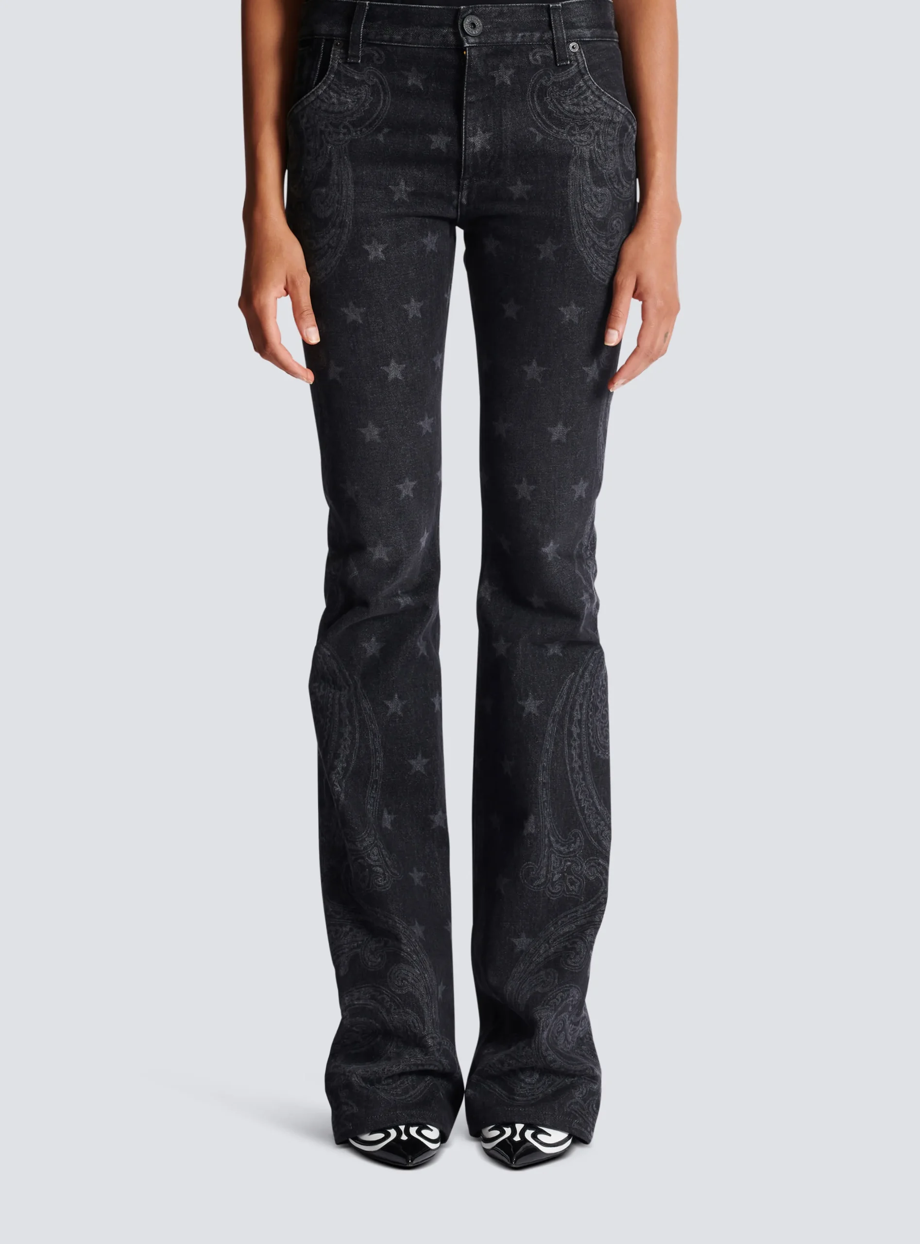 Store Star And Paisley Print Denim Jeans Women Denim