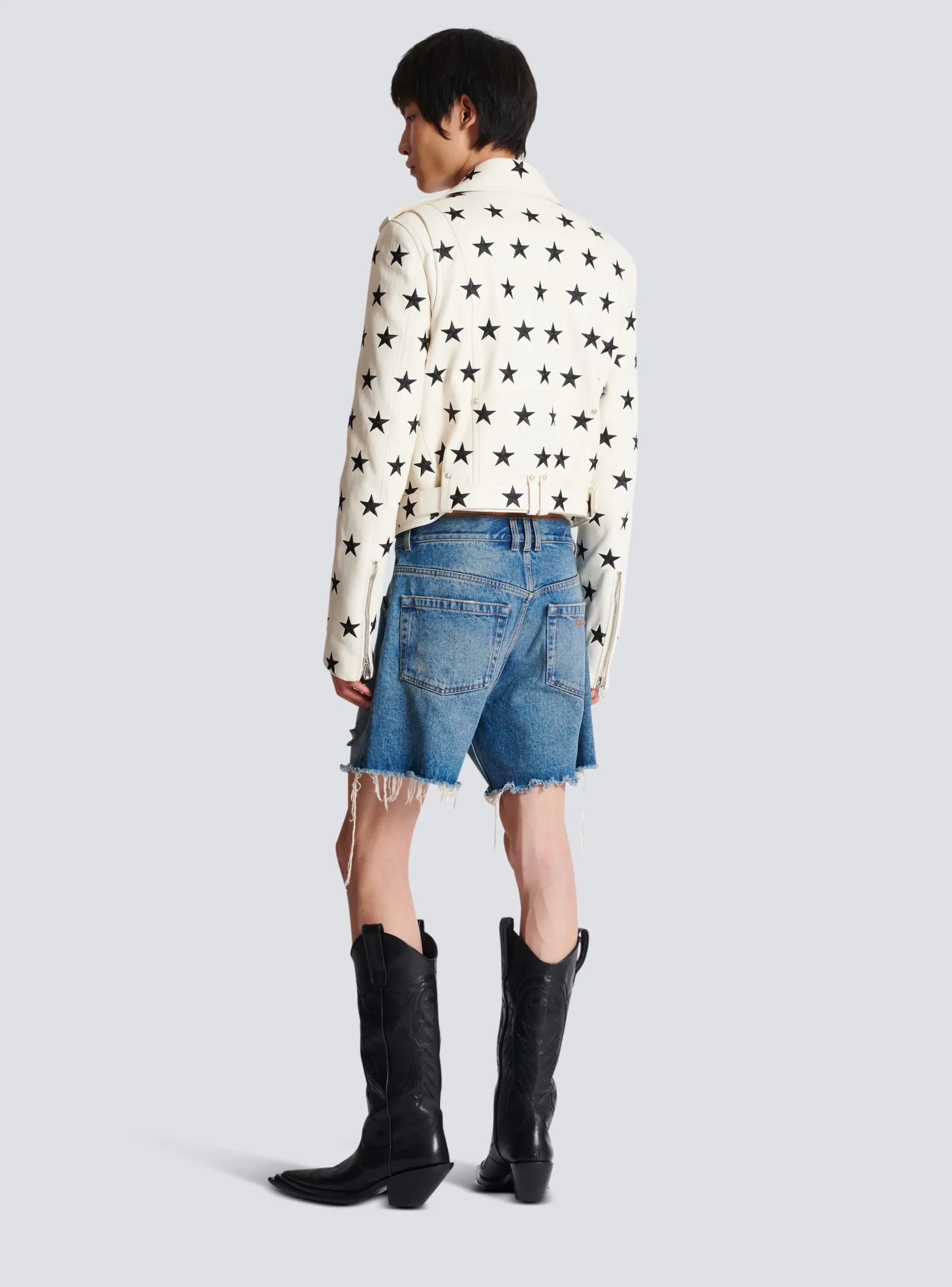 Store Stars Biker Jacket In Embroidered Leather Outerwear