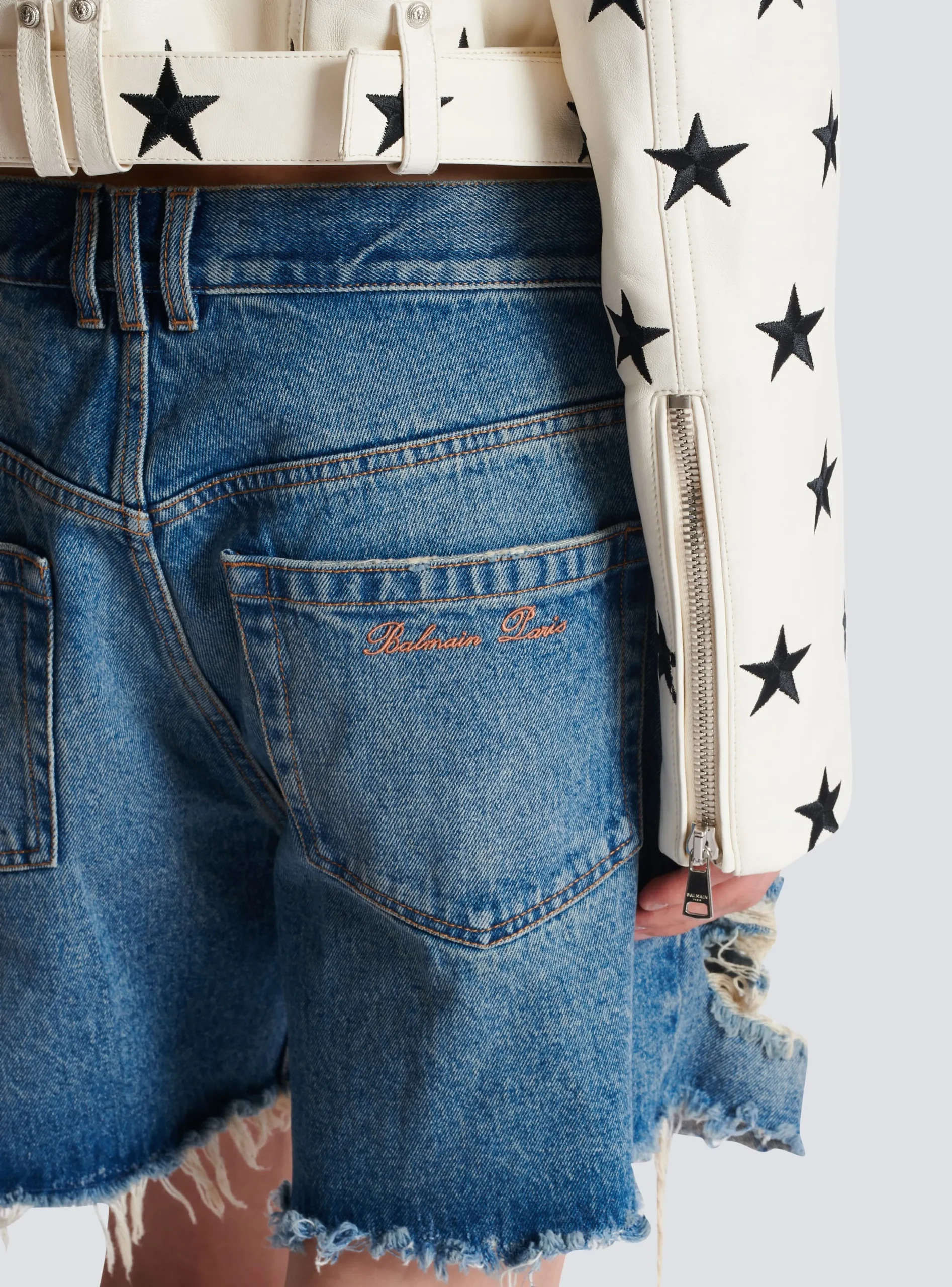 Store Stars Biker Jacket In Embroidered Leather Outerwear