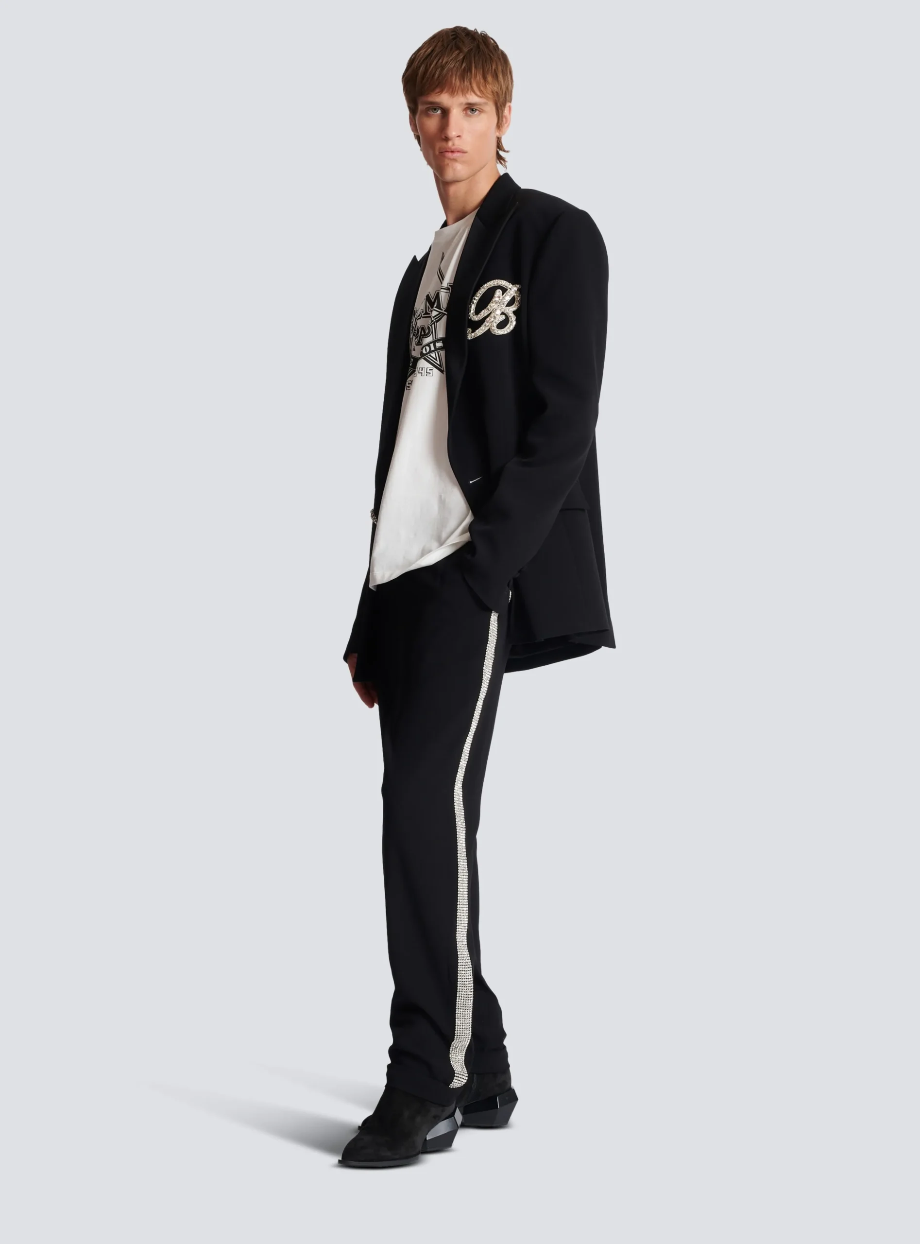 Hot Straight-leg Crystal-embroidered Trousers Trousers And Shorts