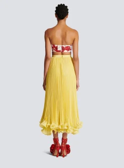 Cheap Strapless Crop Top With Roses Print Women Tops And Shirts