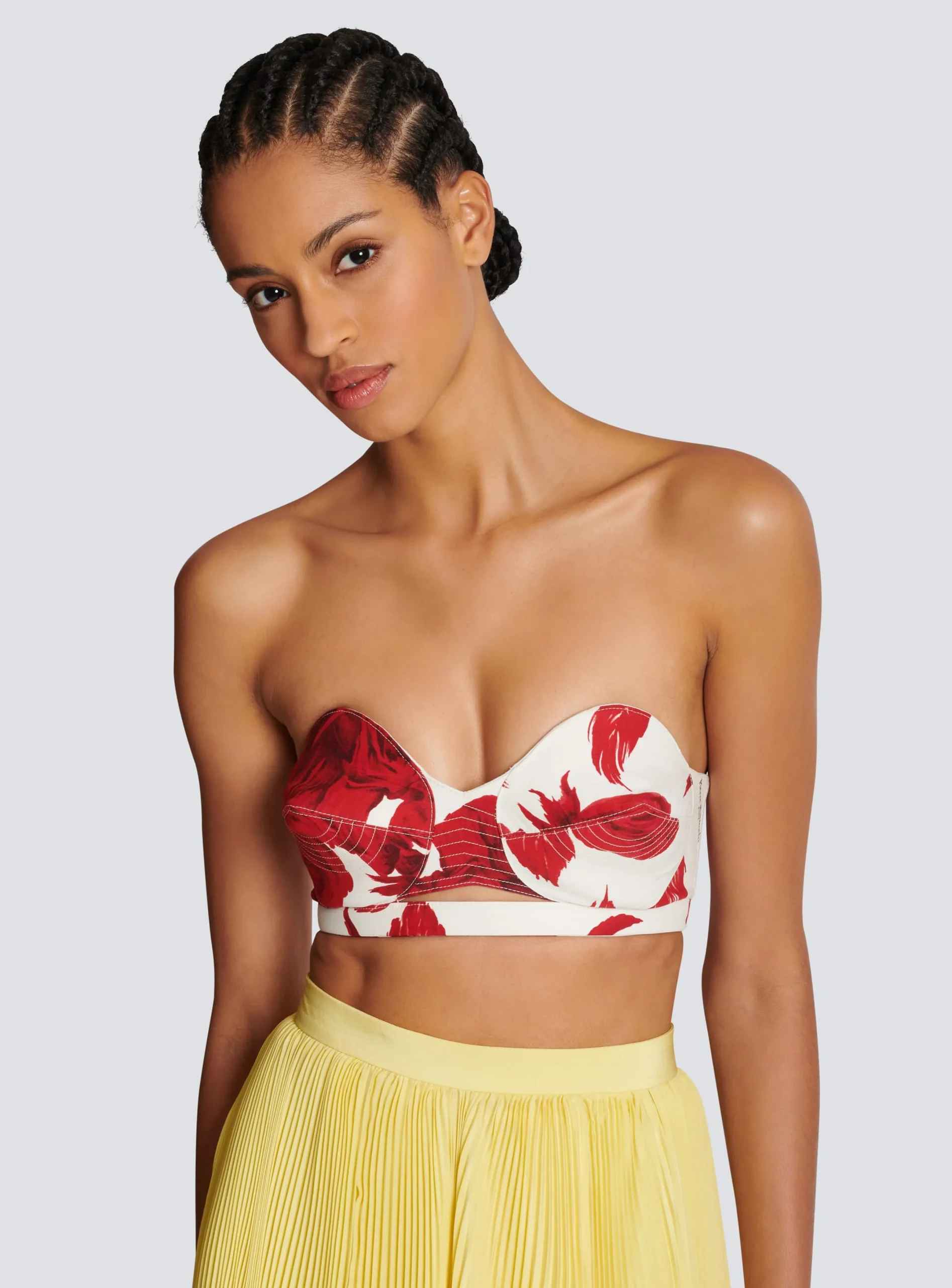 Cheap Strapless Crop Top With Roses Print Women Tops And Shirts