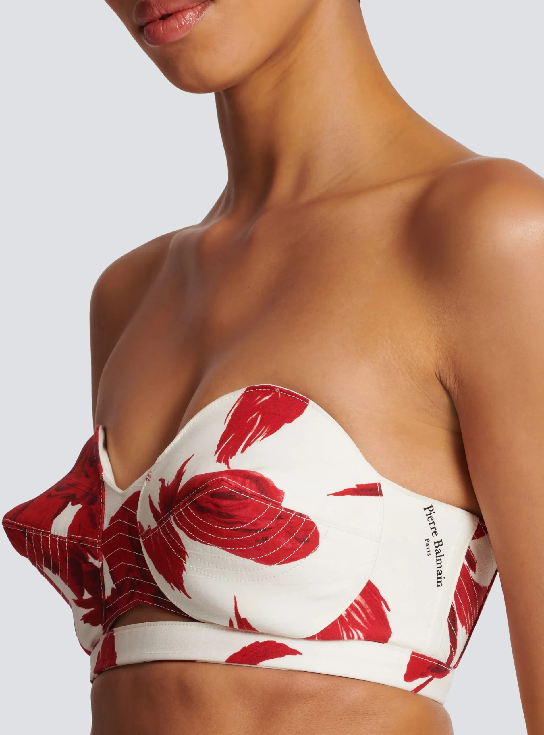 Cheap Strapless Crop Top With Roses Print Women Tops And Shirts