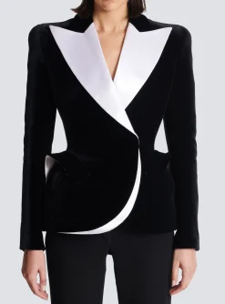 Sale Structured Jacket In Velvet And Satin Women Jackets And Blazers