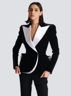 Sale Structured Jacket In Velvet And Satin Women Jackets And Blazers