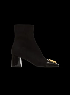 Fashion Suede Edna Ankle Boots With Patent Leather Toes Women Boots