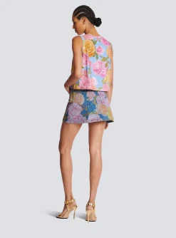 New Tank Top With Pastel Roses Print Women T-Shirts