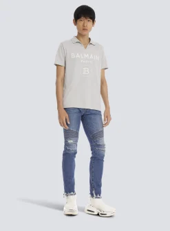 New Tapered Ripped Cotton Jeans Denim