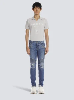 New Tapered Ripped Cotton Jeans Denim
