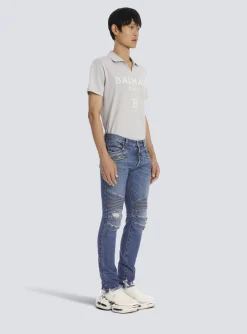 New Tapered Ripped Cotton Jeans Denim
