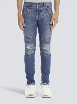 New Tapered Ripped Cotton Jeans Denim