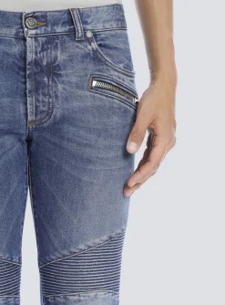 New Tapered Ripped Cotton Jeans Denim