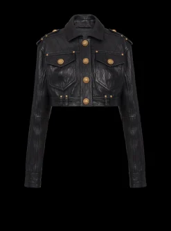 Flash Sale Topstitched Cropped Leather Jacket Women Outerwear