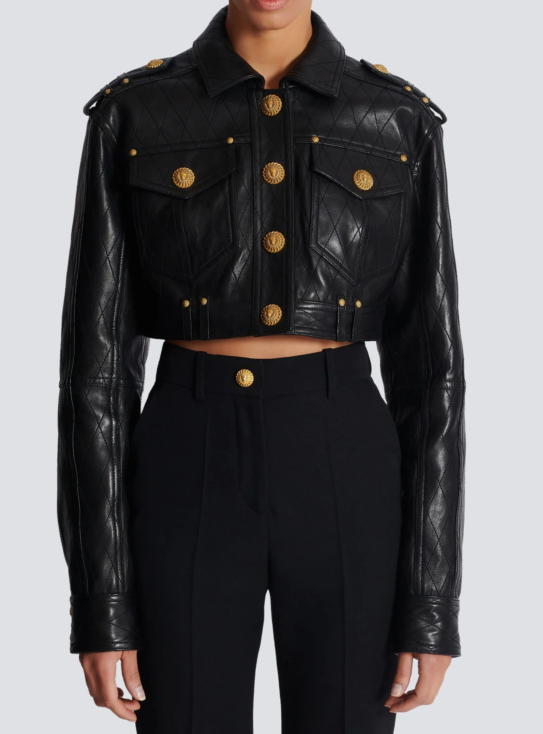 Flash Sale Topstitched Cropped Leather Jacket Women Outerwear