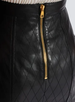 Cheap Topstitched Leather Skirt With Buttons Women Skirts