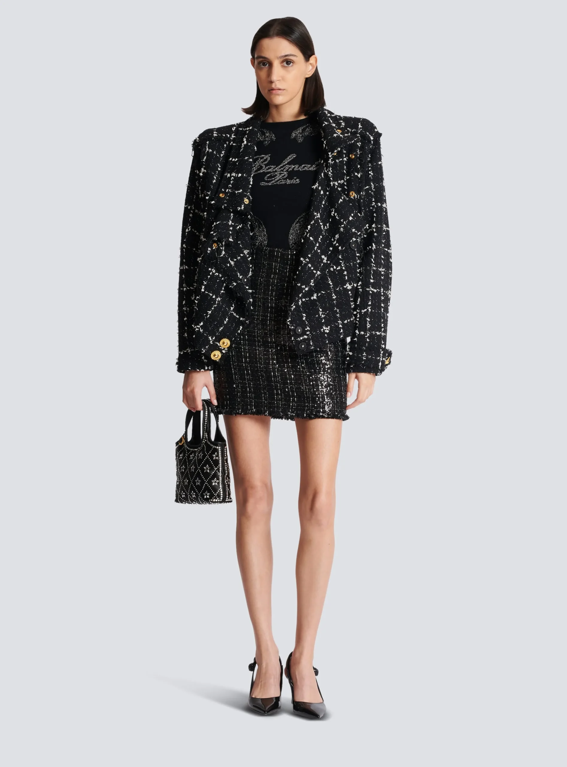 Fashion Tweed Bomber Jacket Women Outerwear
