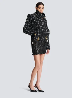Fashion Tweed Bomber Jacket Women Outerwear