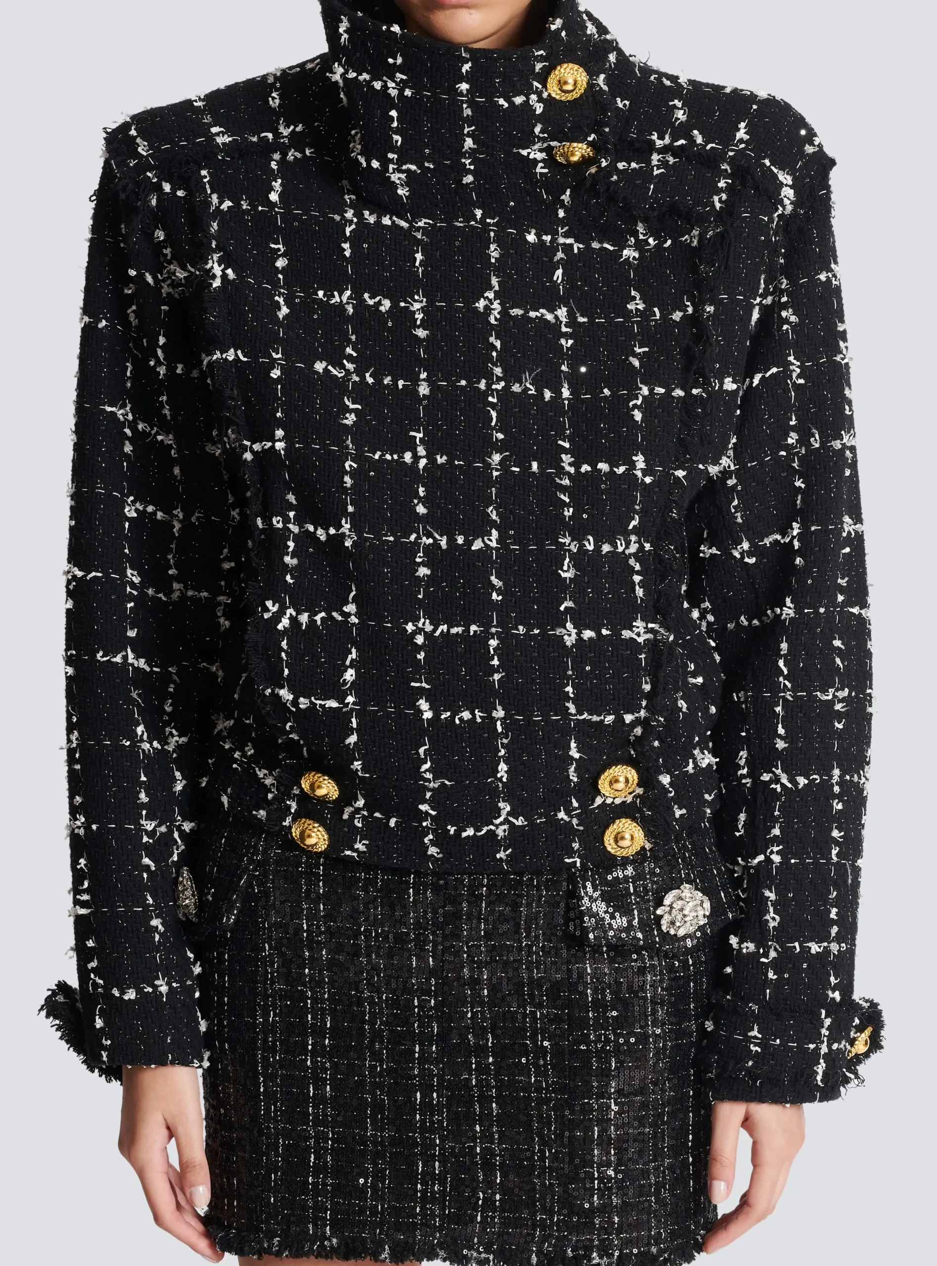 Fashion Tweed Bomber Jacket Women Outerwear