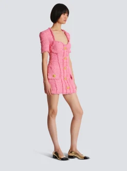New Tweed Dress With Buttons Women Dresses