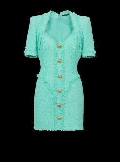 Best Sale Tweed Dress With Buttons Women Dresses